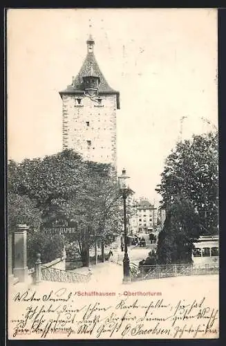 AK Schaffhausen, Oberthorturm und Strasse