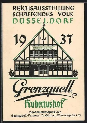 AK Düsseldorf, Reichs-Ausstellung Schaffendes Volk, 1937, Grenzquell-Hubertushof