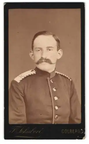 Fotografie Franz Schubert, Colberg, Promenade 14, Soldat Einjährig Freiwilliger in Uniform, Rgt. 54