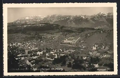 AK Feldkirch, Teilansicht mit den Schweizerbergen