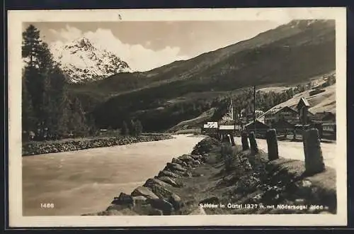 AK Sölden im Ötztal, Uferpartie mit Nöderkogel