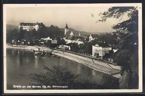 AK Grein an der Donau, Strudengau mit Kirche