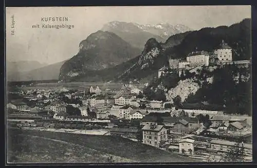 AK Kufstein, Teilansicht mit Kaisergebirge