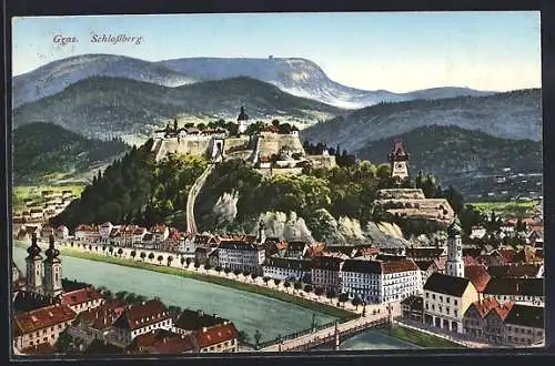 AK Graz, Teilansicht mit Schlossberg