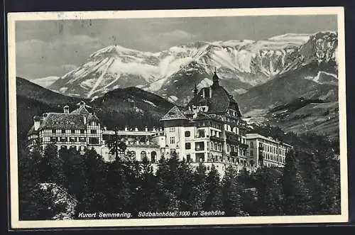 AK Semmering, Südbahnhotel mit Bergpanorama