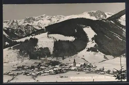 AK Aflenz, Teilansicht mit Kirche im Winter