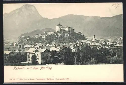 AK Kufstein, Teilansicht mit Schloss und dem Pentling