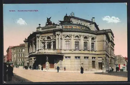 AK Wien, Raimundtheater mit Strassenbahn