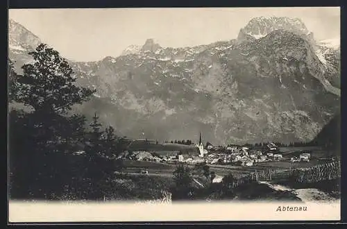 AK Abtenau, Ortsansicht mit Bergpanorama