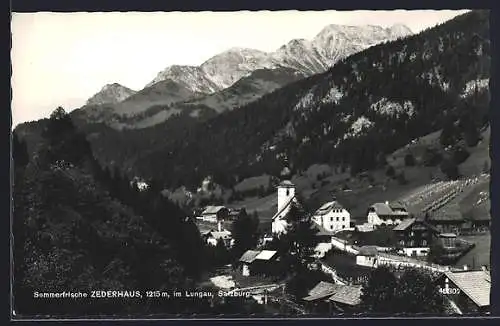 AK Zederhaus im Lungau, Ortsansicht mit Bergpanorama