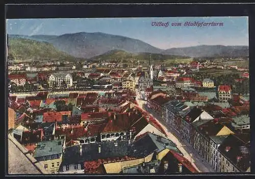 AK Villach, Aussicht vom Stadtpfarrturm