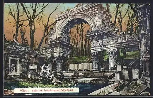 AK Wien, Ruine im Schönbrunner Schlosspark