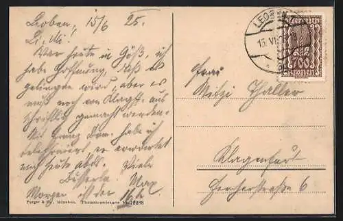 AK Leoben /Steiermark, Ortsansicht gegen die Berge