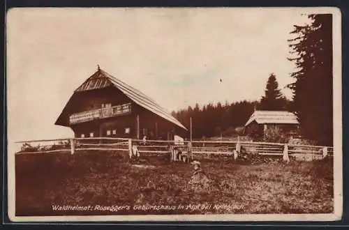 AK Alpl bei Krieglach, Blick auf Roseggers Geburtshaus