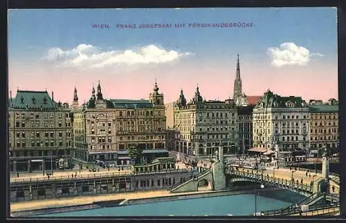 AK Wien, Franz Josefskai mit Ferdinandsbrücke