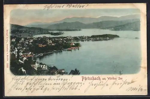 AK Pörtschach am Wörther See, Ortsansicht am Seeufer