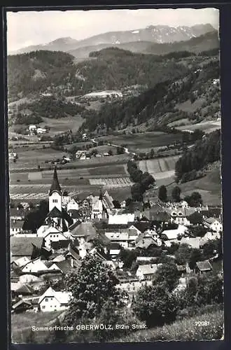 AK Oberwölz /Stmk., Ortsansicht mit Umgebung