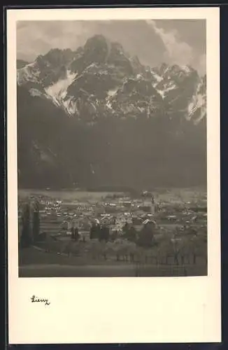 AK Lienz im Pustertal, Ortsansicht mit Spitzkofelgruppe