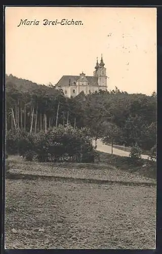 AK Maria Drei-Eichen, Blick zur Kirche