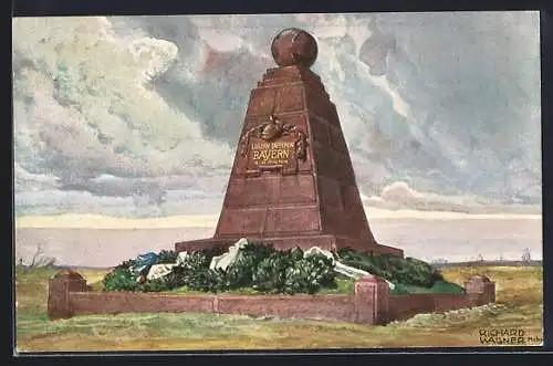 Künstler-AK Richard Wagner: Bayerndenkmal auf dem Tinkelberg 1914