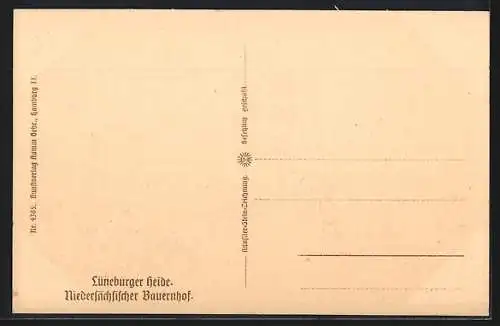 Steindruck-AK Niedersächsischer Bauernhof in der Lüneburger Heide