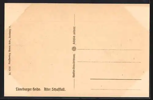 Steindruck-AK Alter Schafstall in der Lüneburger Heide