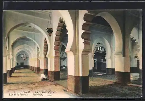 AK Alger, La Grande Mosquée, Rue de la Marine