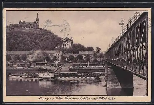 AK Aussig a. d. Elbe, Ferdinandshöhe mit Elbebrücke