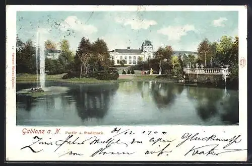 AK Gablonz / Jablonec Nad Nisou, Partie am Stadtpark