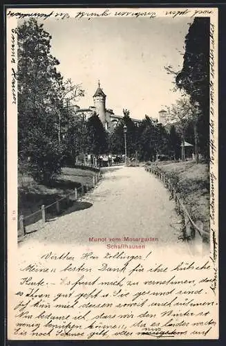 AK Schaffhausen, Munot vom Mosergarten