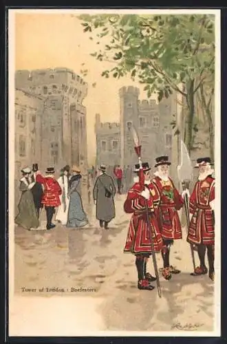 Künstler-AK Henri Cassiers: Beefeaters, Tower of London