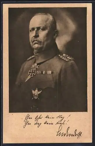 AK Erich Ludendorff in Uniform mit Ritterkreuz