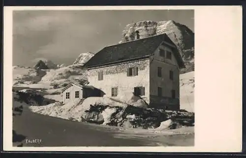 AK Naturfreundehaus am Dachstein, Berghütte im Winter