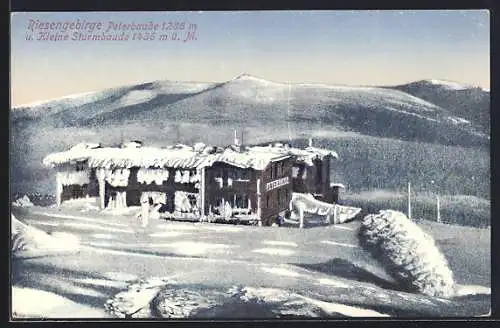 AK Peterbaude, Berghütte und Kleine Sturmbaude, Riesengebirge