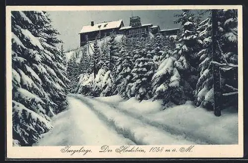 AK Hochsteinbaude, Berghütte im Schnee, Isergebirge