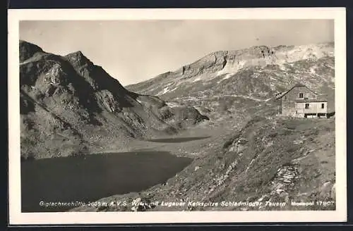 AK Giglachseehütte, Berghütte A. V. S. Wien mit Lugauer Kalkspitze un Schladminger Tauern