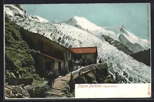 AK Pierre Pointue, Montblanc, Berghütte am Gletscher