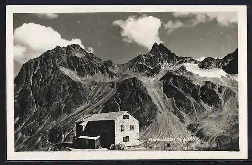 AK Darmstädter Hütte gegen Alpengipfel