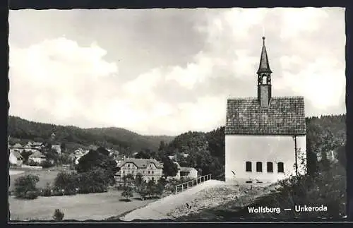 AK Wolfsburg-Unkeroda, Partie mit Kirche