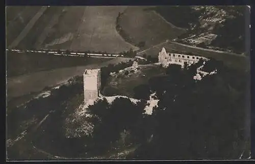 AK Wandersleben, Fliegeraufnahme der Ruine Gleichen