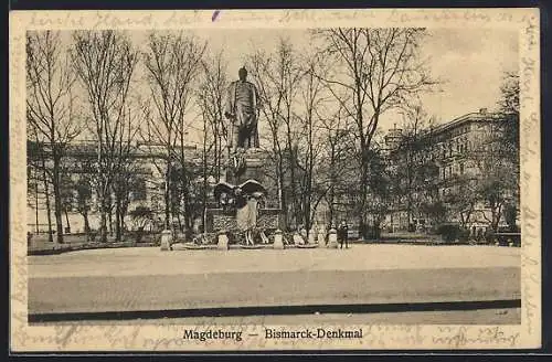 AK Magdeburg, Blick auf das Bismarck-Denkmal