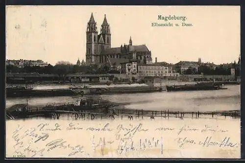 AK Magdeburg, Elbansicht und Dom