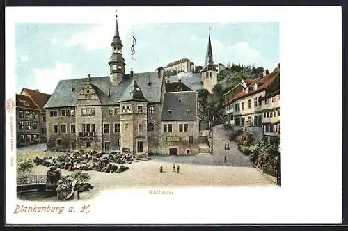 AK Blankenburg a. Harz, Platz vor dem Rathaus