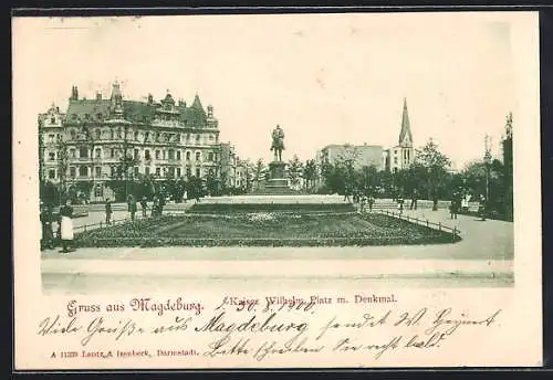 AK Magdeburg, Kaiser Wilhelm Platz mit Denkmal