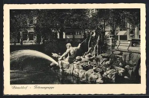 AK Düsseldorf, Brunnen mit Tritonengruppe