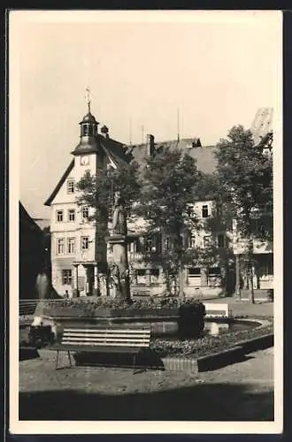 AK Schleusingen /Thür., Rathaus mit Marktbrunnen