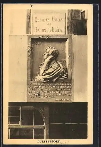 AK Düsseldorf, Denkmal am Geburtshaus Heinrich Heines