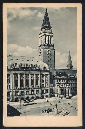 AK Kiel, Rathaus mit Schwertträger-Brunnen