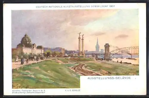 AK Düsseldorf, Ausstellungs-Gelände, Deutsch-Nationale Kunstausstellung 1907