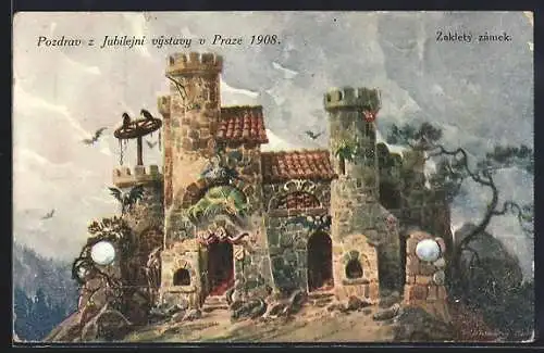 AK Prag, Jubiläums-Ausstellung 1908, Verwunschenes Schloss